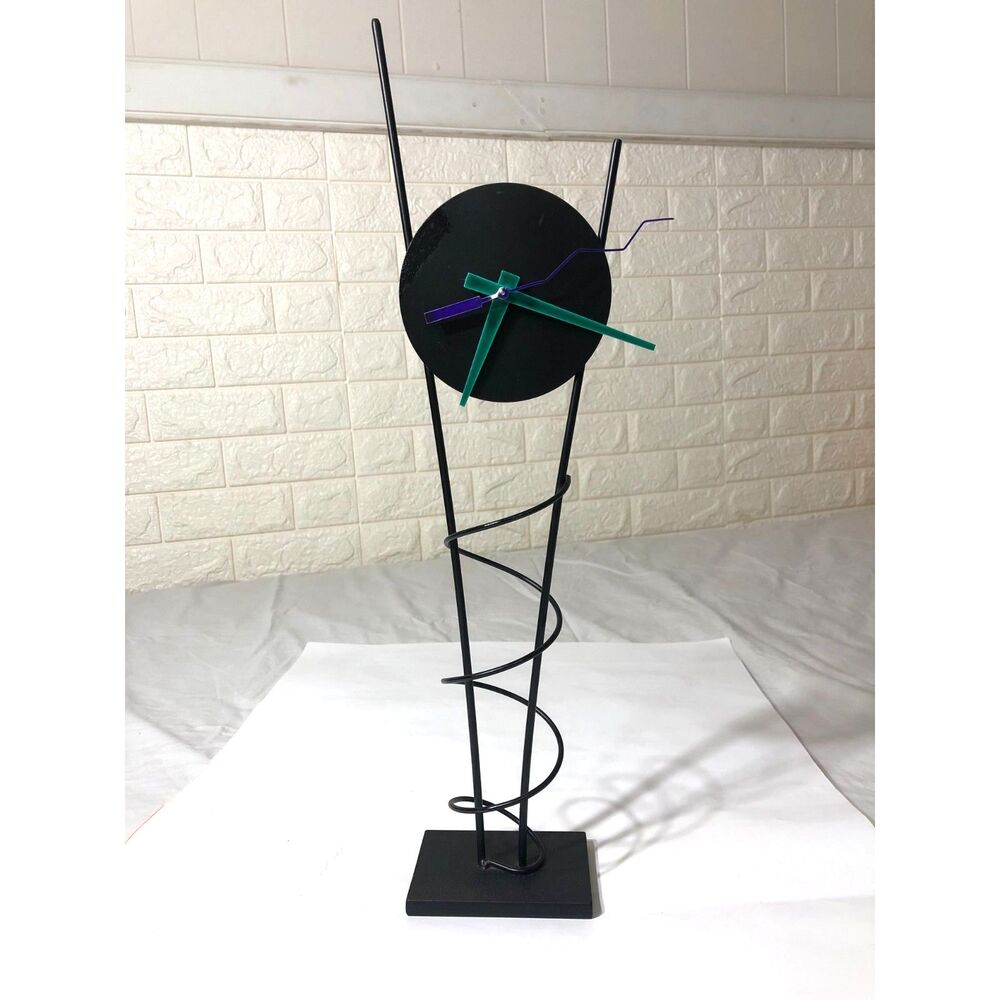 Vtg 1999 Rick Martin Postmodern Memphis Style 19" Metal Tower Desk Clock WORKING